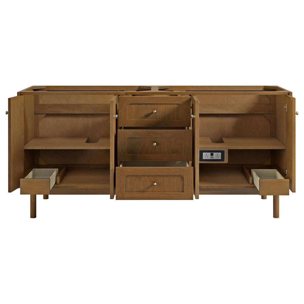 James Martin Laurent 72" Double Bathroom Vanity in Honey Oak with 3 cm Carrara Marble Top and Rectangular Sinks, , large