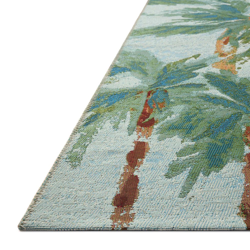 Loloi Botanical Sky and Green 2&#39;5&quot; x 7&#39;8&quot; Indoor/Outdoor Runner, , large
