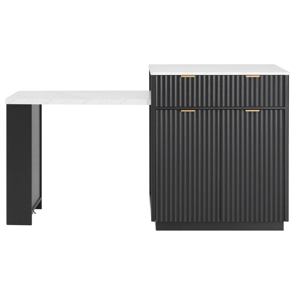 HOMLUX 83" Fluted Kitchen Island in Black, , large