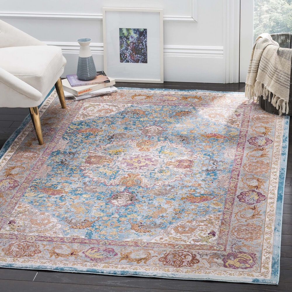 Safavieh Aria 4&#39; x 6&#39; Blue and Orange Area Rug, , large