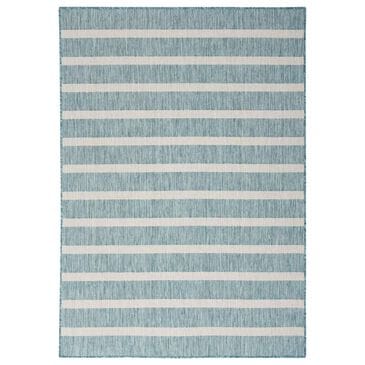 Nourison Positano POS03 Aqua and Ivory 7" x 10" Indoor/Outdoor Area Rug, , large