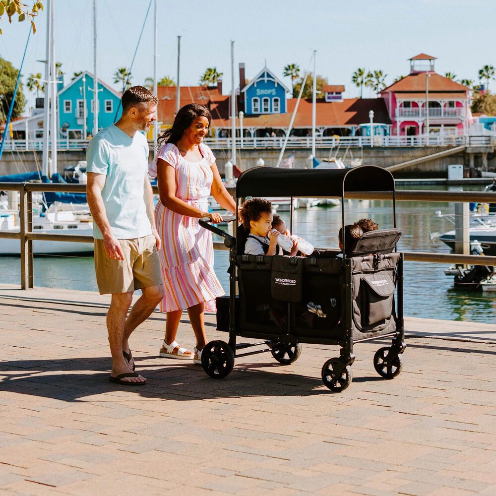 Wonderfold Elite Quad Stroller Wagon in Volcanic Black, , large