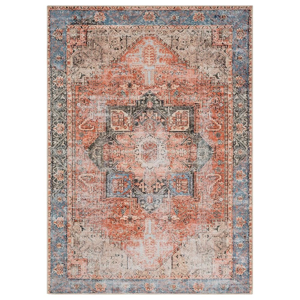 Surya Amelie AML-2309 5"3" x 7"3" Terracotta, Ivory, Butter, Black, Blush and Blue Area Rug, , large