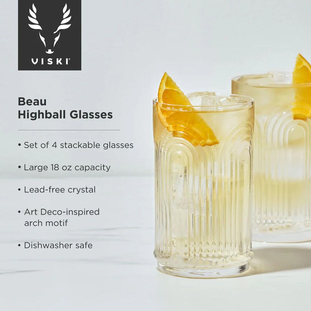True Brands Deco Beau Crystal Highball Glasses in Clear &#40;Set of 4&#41;, , large