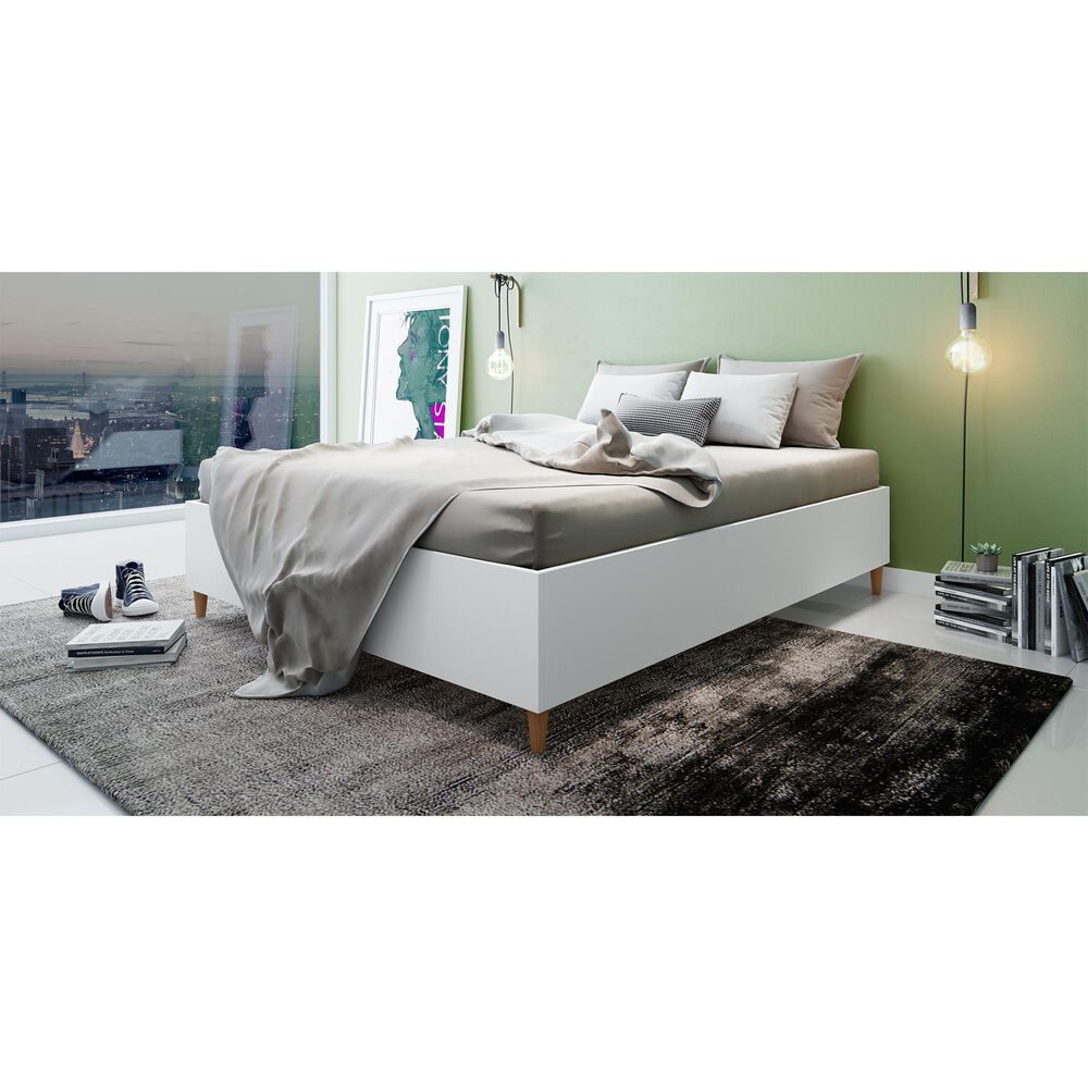 Midtown Concepts Queen Platform Bed in White-Tuscan, , large