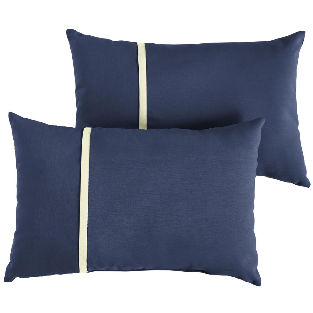 Sorra Home Sunbrella 12" x 24" Pillow in Canvas Navy (Set of 2), , large