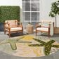 Nourison Aloha 5"3" Round Green and Yellow Indoor/Outdoor Area Rug, , large