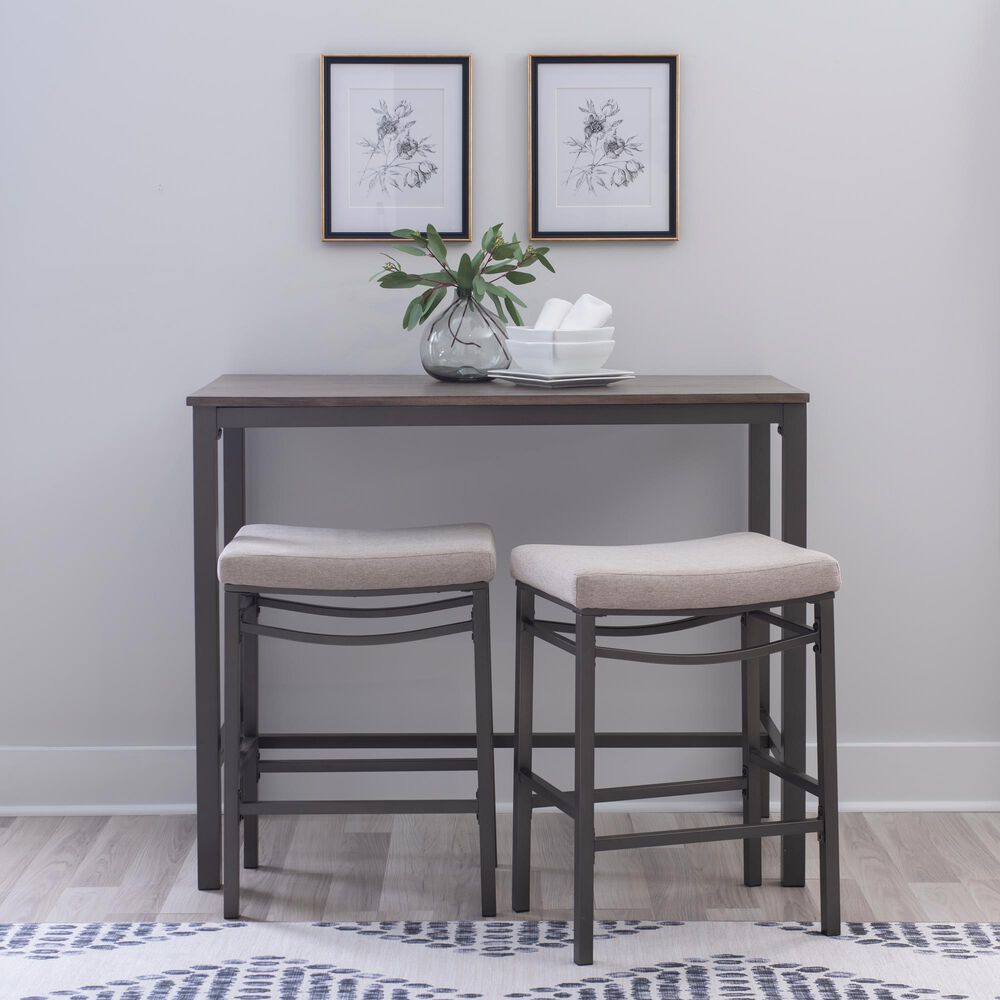 Linon Home Decor Betty 3-Piece Faux Marble Pub Set in Pewter and Grey, , large