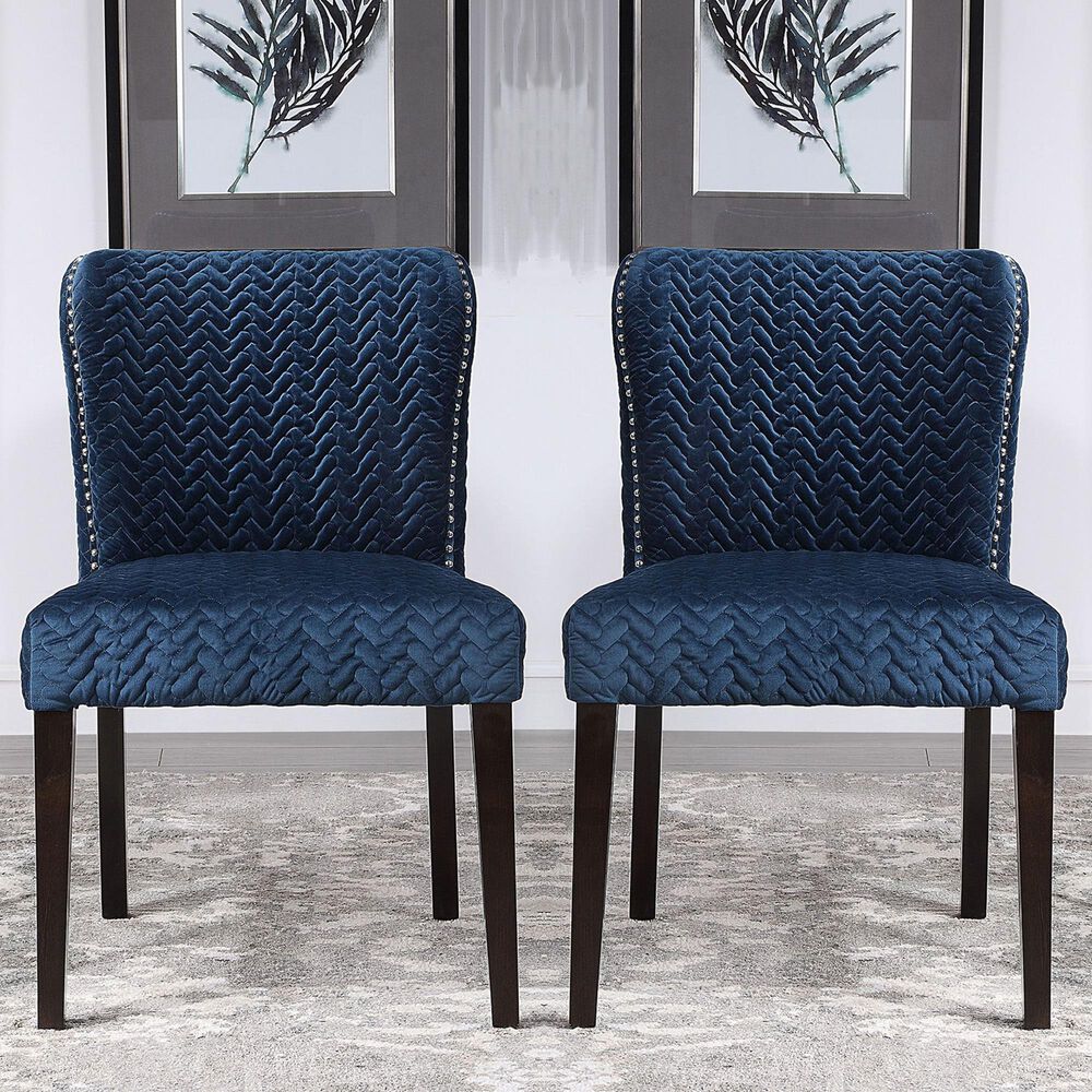 Uttermost Miri Accent Chair in Ink Blue Velvet (Set of 2), , large