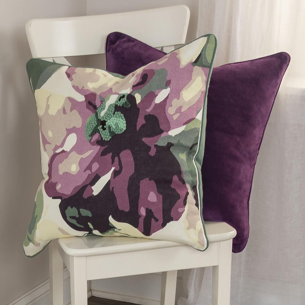 Rizzy Home Floral 20" Down Filled Pillow in Purple, , large