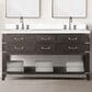 Lexora Home Norwalk 60" Double Bathroom Vanity in Brown Oak with White Quartz Top and Rectangular Sinks, , large