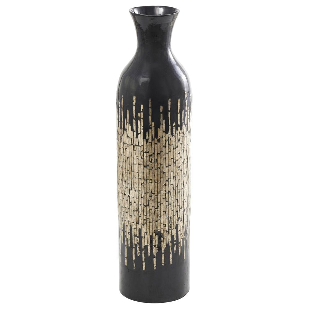 Maple and Jade Decorative Vase with Gold Ombre Design in Polished Black and Gold, , large