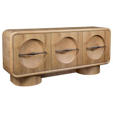 Uttermost Forest Rings 3-Door Cabinet with Light in Warm Wood, , large