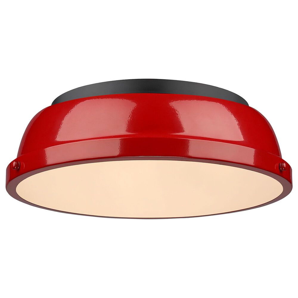Golden Lighting Duncan 14&quot; Flush Mount in Matte Black and Red, , large