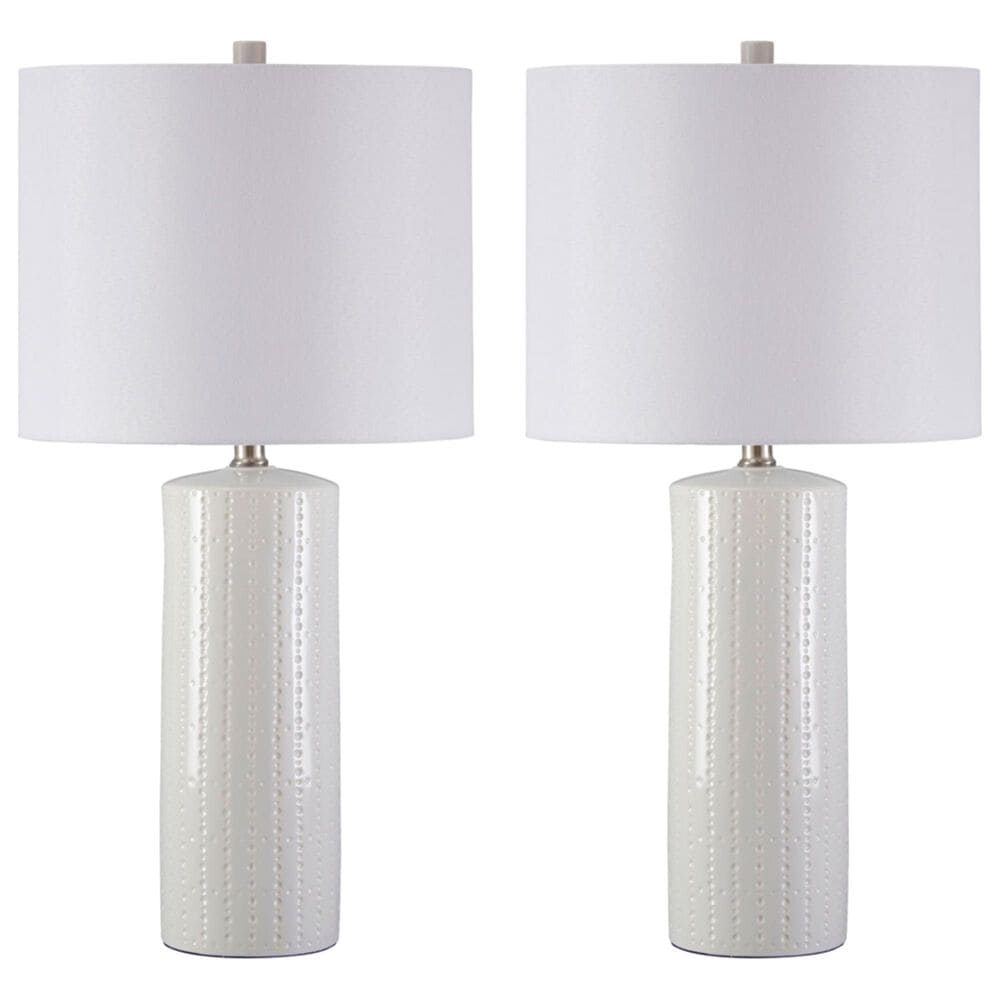 Signature Design by Ashley Steuben Ceramic Table Lamp in White (Set of 2), , large