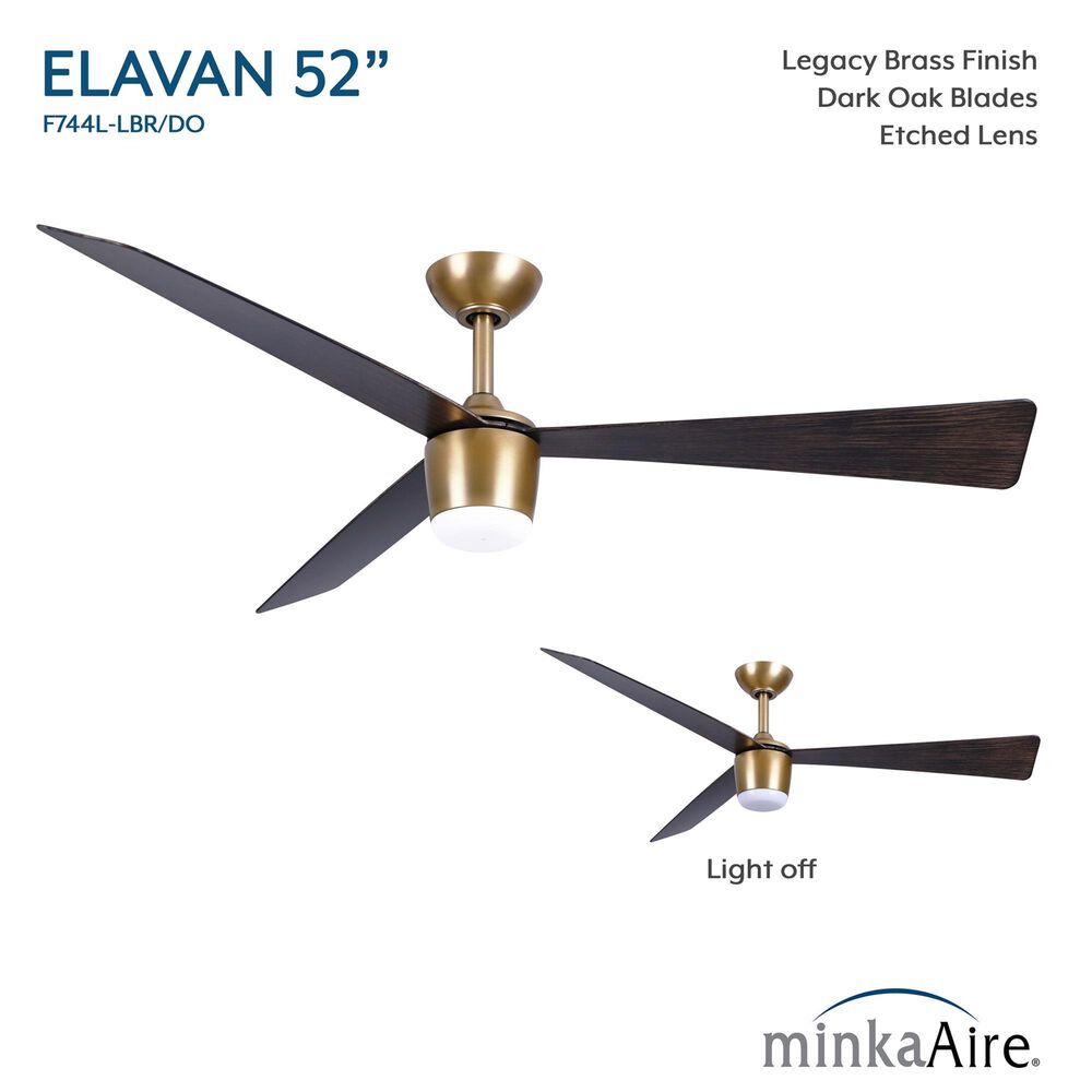 Minka-Aire Elavan 52" Indoor/Outdoor Ceiling Fan with LED Light in Legacy Brass, , large