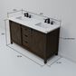 Lexora Home Marsyas 60" Double Bathroom Vanity in Brown with 2 cm White Cultured Marble Top and Rectangular Sinks, , large