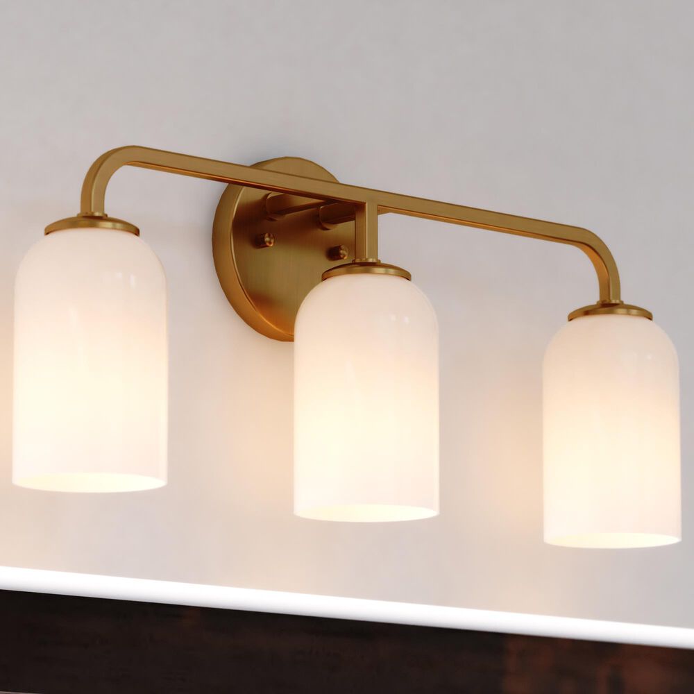 Vaxcel Shelby 3-Light Bathroom Vanity in Natural Brass, , large