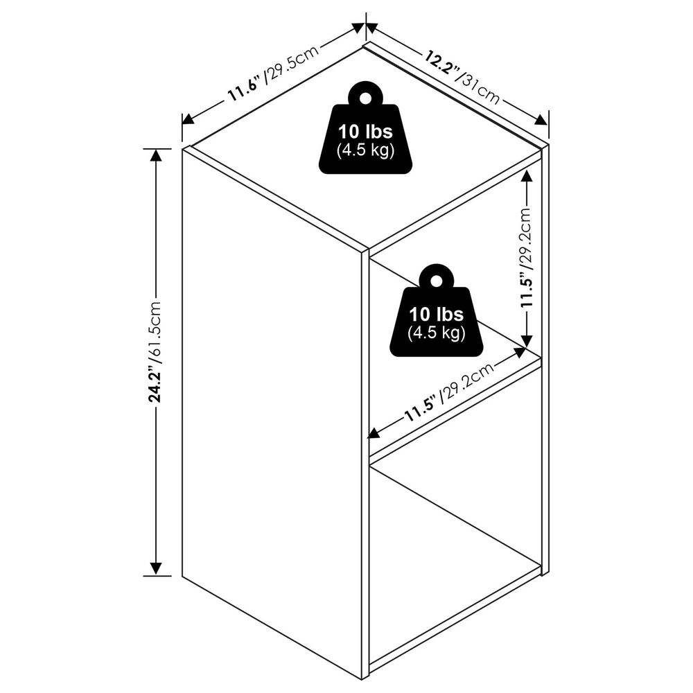 HOMLUX 2-Cube Open Shelf Bookshelf in White, , large