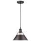 Golden Lighting Orwell 1-Light Medium Pendant with Rubbed Bronze Shade in Matte Black, , large