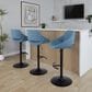 LumiSource Fabrico Swivel Adjustable Bar Stool with Blue Noise Fabric Upholstery and Rounded T Footrest in Black (Set of 2), , large