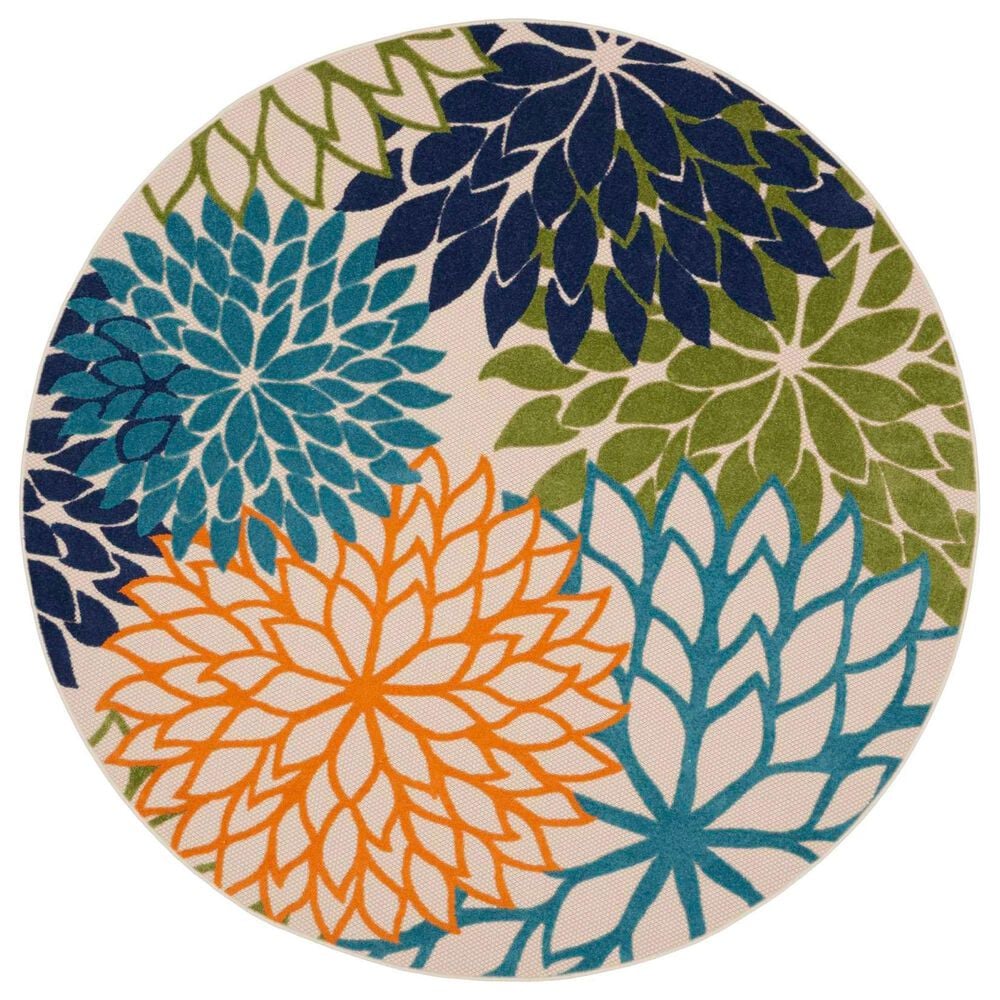 Nourison Aloha ALH05 7"10" Round Multicolor Indoor/Outdoor Area Rug, , large