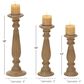 Maple and Jade 12", 15", 18" Distressed Turned Pillar Decorative Candle Holder in Beige (Set of 3), , large