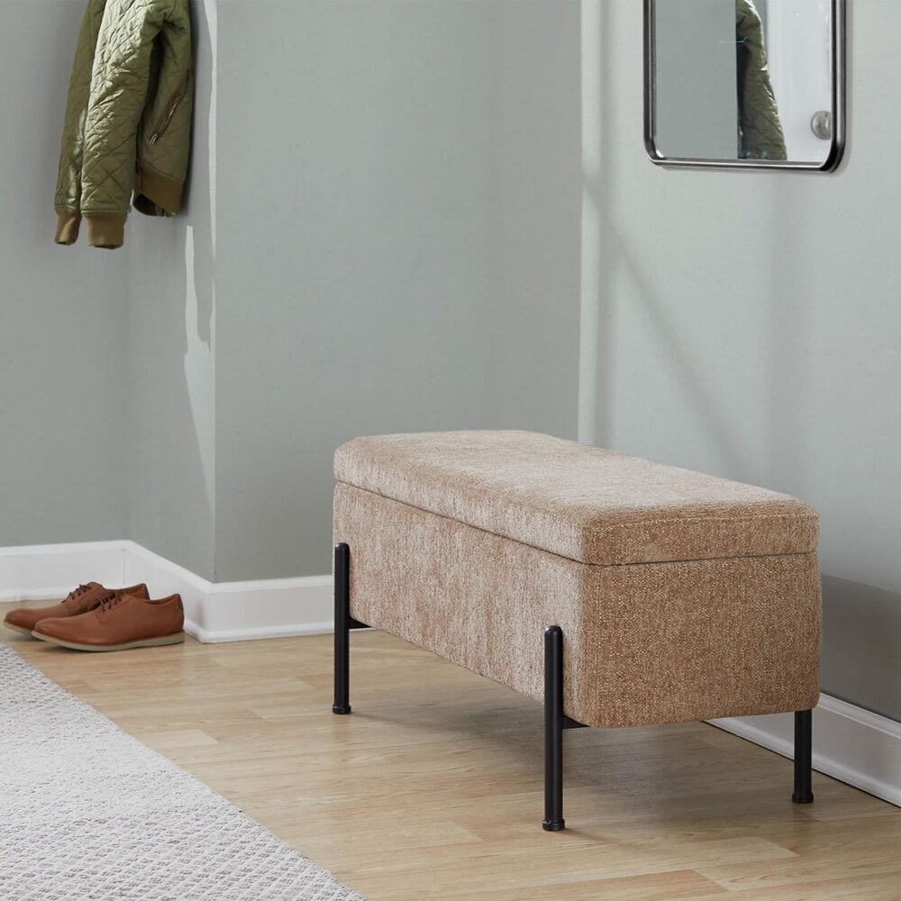 Lumisource Daniella Storage Bench with Brown Cushion in Black, , large