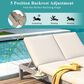 HOMLUX Patio 2-Person Chaise Lounge with Folding Side Tables and Gray Frame in Beige, , large