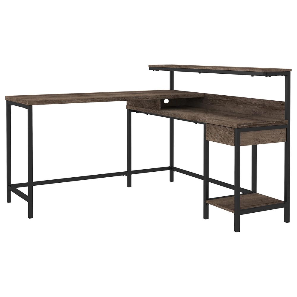 Signature Design by Ashley Arlenbry L-Shaped Desk with Storage in Weathered Oak, , large