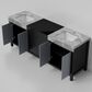 Lexora Home Zilara 84" Double Bathroom Vanity in Black and Grey with 11 cm Castle Grey Marble Top and Rectangular Sinks, , large