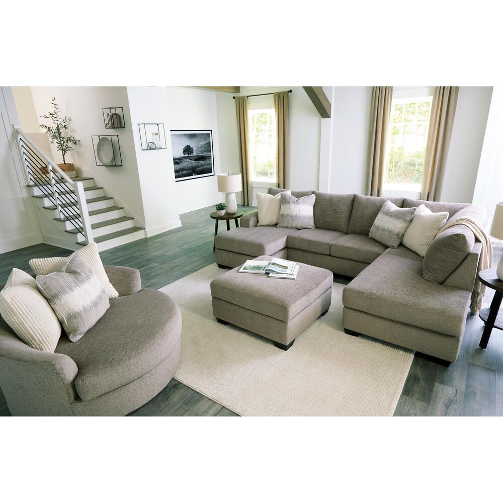 Ashley Creswell Oversized Swivel Accent Chair in Stone, , large