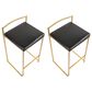 LumiSource Fuji 26" Stacker Counter Stool with Black Upholstery in Gold (Set of 2), , large