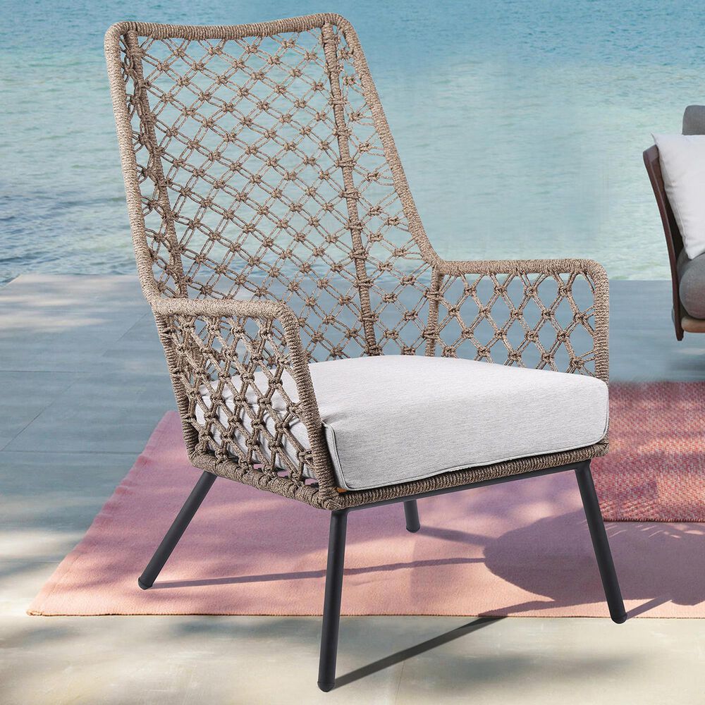 Blue River Marco Outdoor Lounge Chair with Truffle Rope in Black, , large