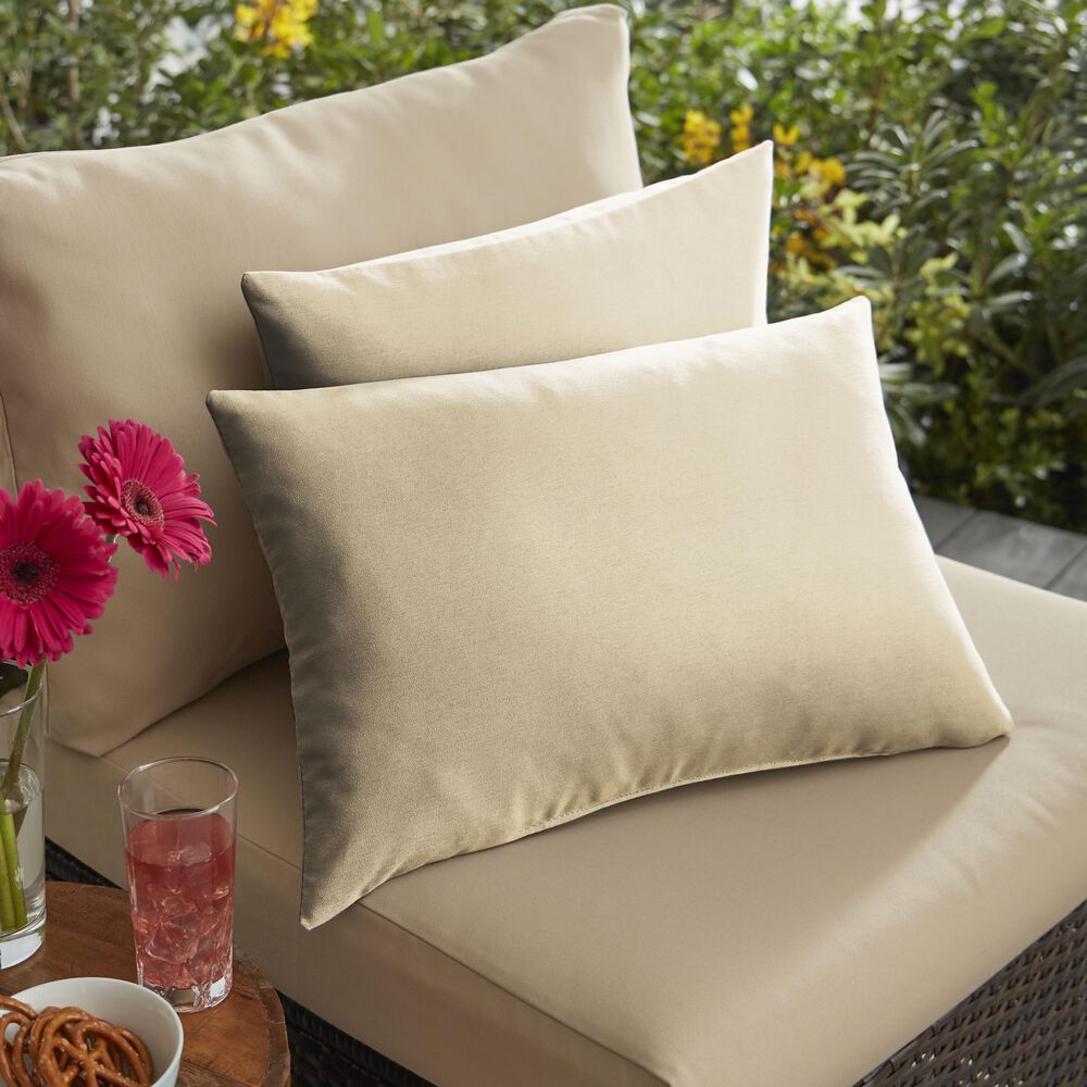 Sorra Home Sunbrella 13" x 20" Pillow in Canvas Antique Beige (Set of 2), , large