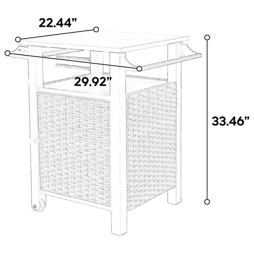 Hearth and Haven Single Door Outdoor Bar Cart with Stainless Steel Top in Brown and Black, , large