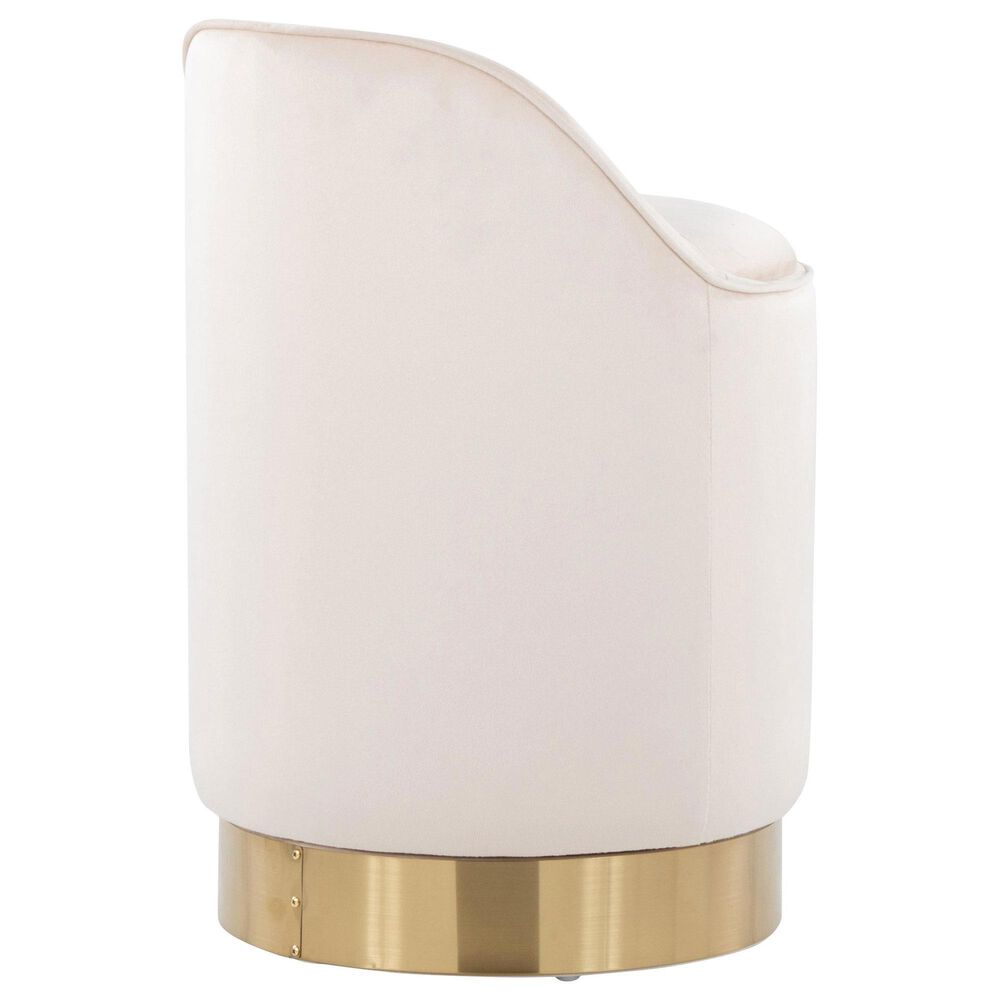 Lumisource Marla Vanity Stool with Cream Upholstered in Gold, , large