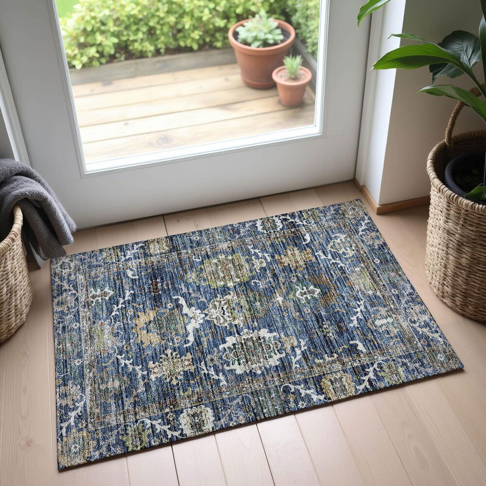 Dalyn Rug Company Silk Road Navy, Gold, Copper, Blue, Teal, Mocha and Fern 2&#39;6&quot; x 3&#39;10&quot; Area Rug, , large