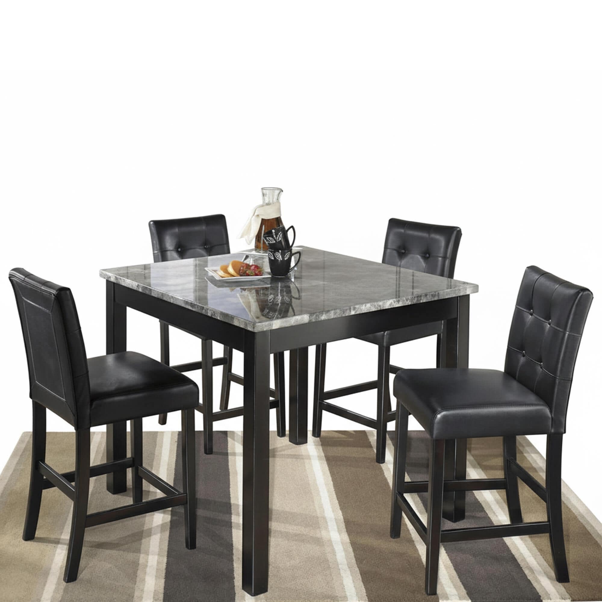 【送料無料】Marble Counter Table Tempe Brown/Black Marble-Top Counter Height Table – Luna Furniture