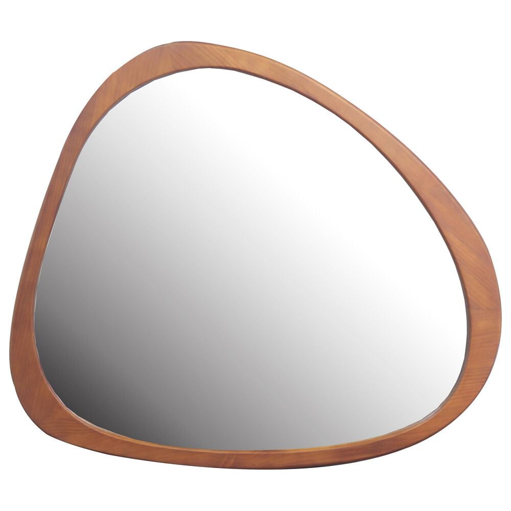 Hearth and Haven 45" Wall Mirror with Curvy Shape and Pine Wood Frame in Natural, , large