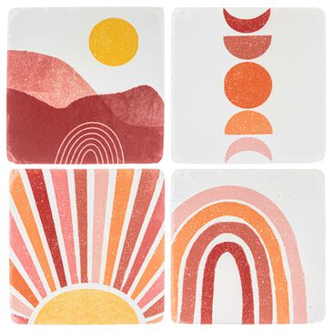 Ganz USA 4" Boho Landscape Coasters in Multicolor (Set of 4), , large