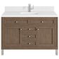 James Martin Vanities Chicago 48" Single Bathroom Vanity in Whitewashed Walnut with Single Hole 3 cm White Zeus Quartz Top and Rectangular Sink, , large