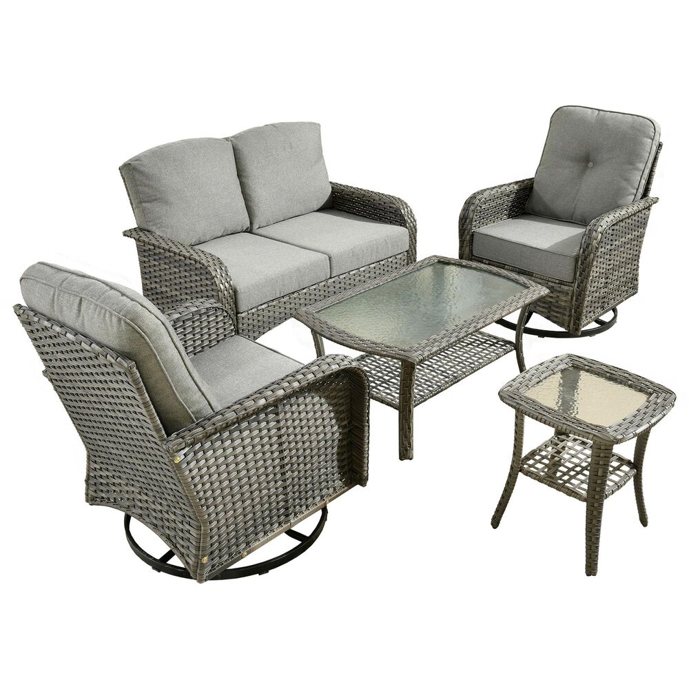 HOMLUX 6-Piece Patio Conversation Set in Dark Gray, , large