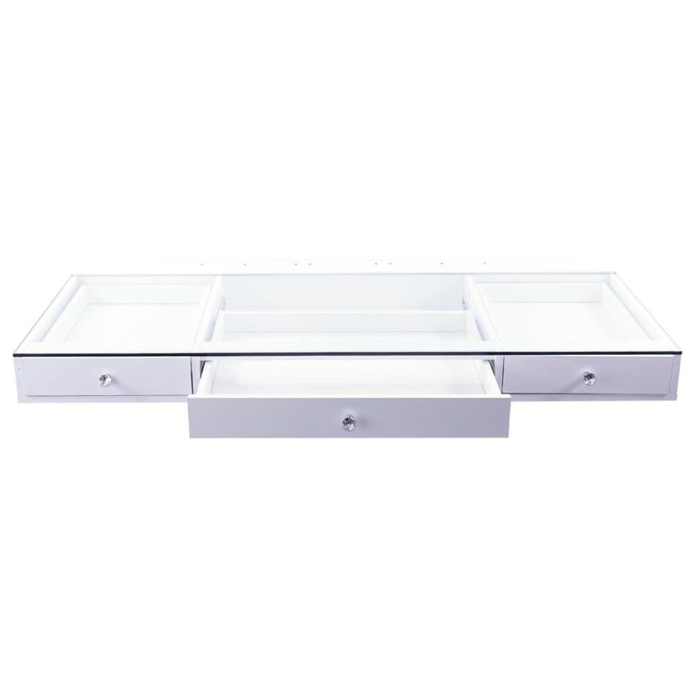 Impressions Vanity Vanity Set with Antoinette Vanity Chair with White Cushion in Stainless Steel, , large