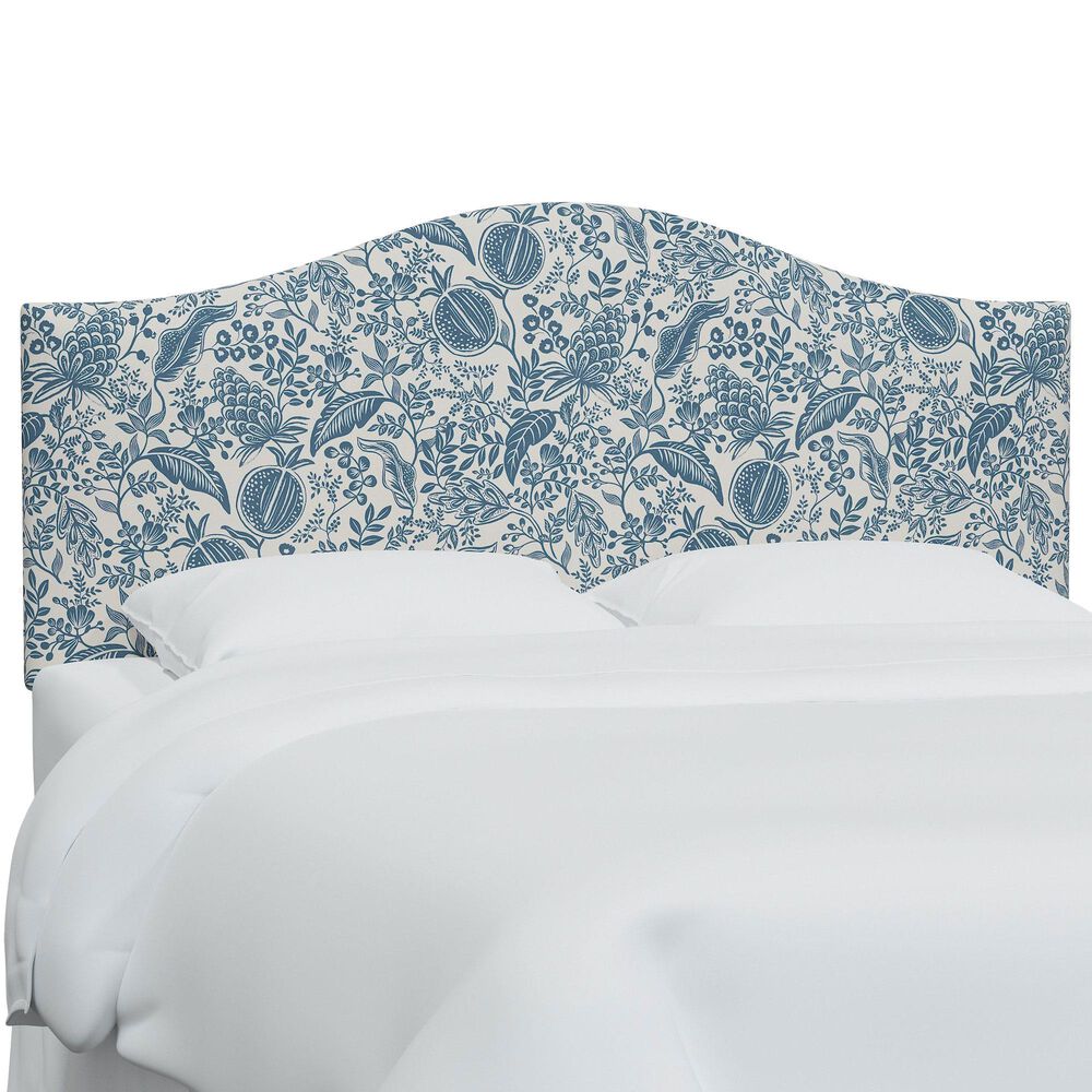 Rifle Paper Co Crafted by Cloth and Company Mayfair Full Headboard in Peacock Blue/White, , large