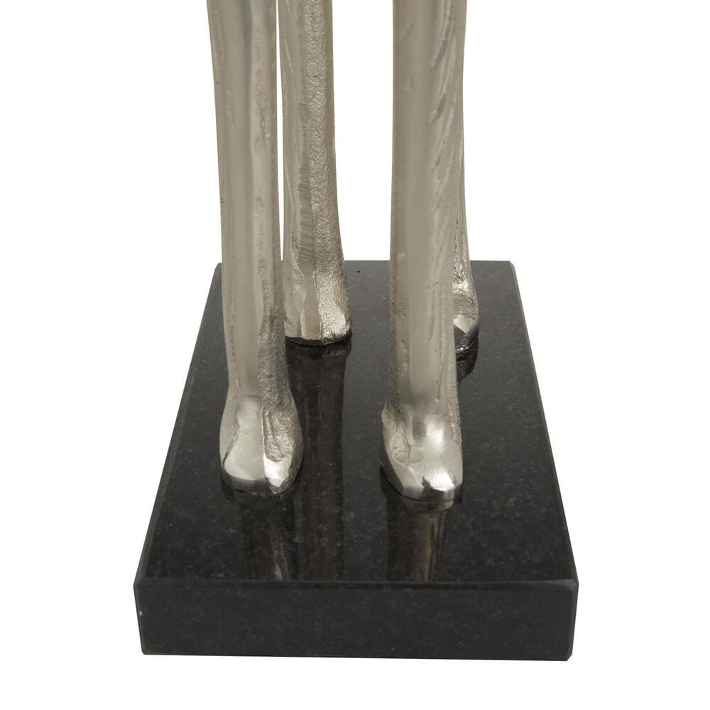 Maple and Jade 2-Piece Giraffe Decorative Sculpture Set in Satin Silver and Black, , large