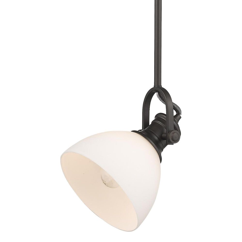 Golden Lighting Hines Mini Pendant in Rubbed Bronze with Opal Glass, , large