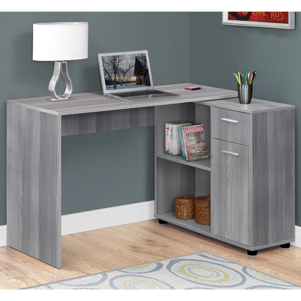 Glideaway 46" Contemporary Computer Desk in Gray, , large