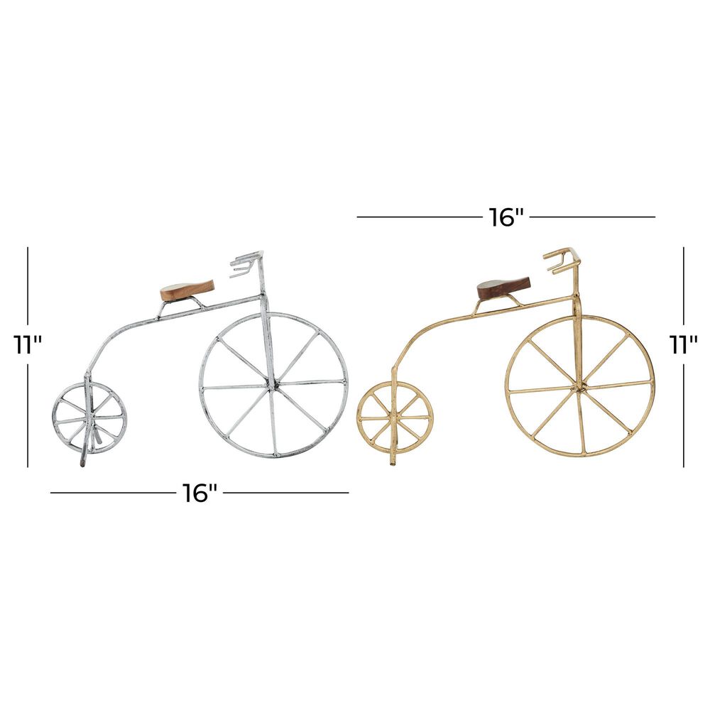 Maple and Jade Bicycle Sculpture in Silver, Gold and Brown &#40;Set of 2&#41;, , large