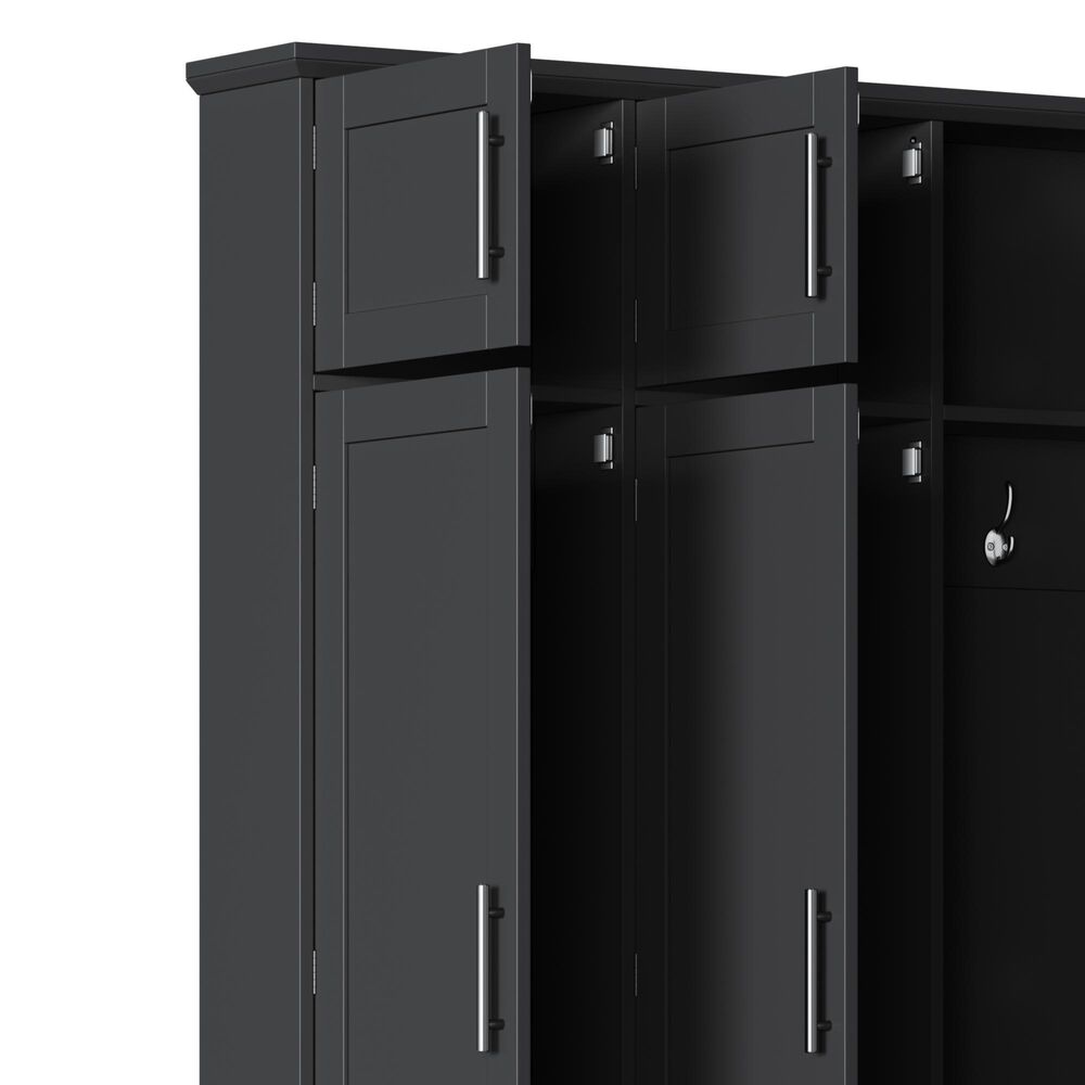 HOMLUX 4-Hook Hall Tree with 8-Door in Black and Walnut, , large